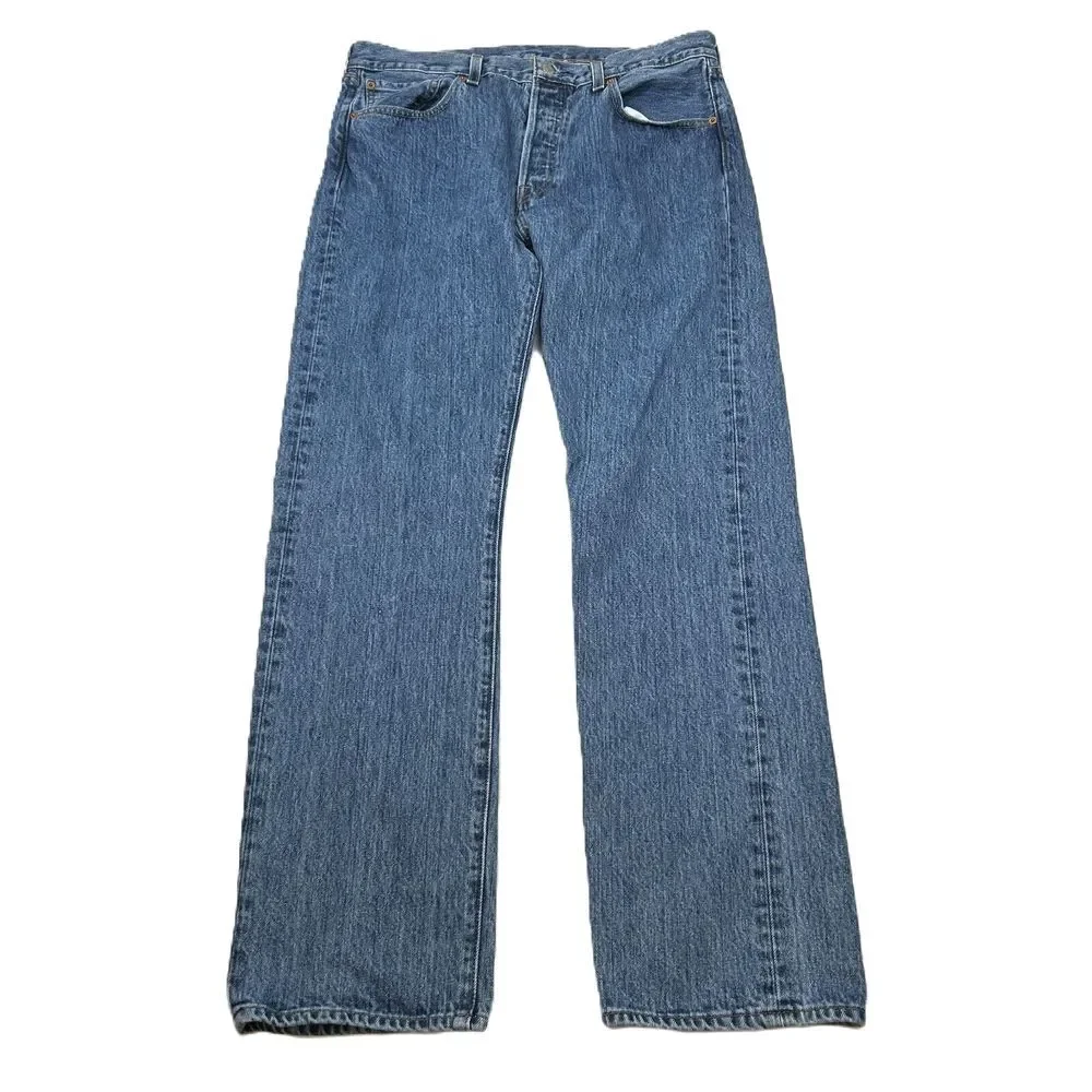 Levis 501‎ Jeans Mens 32x31 (Tag 34x32) Blue Light Wash Button Fly Straight Fit